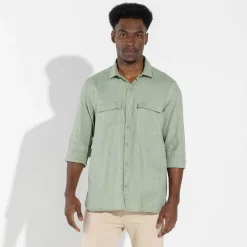 Camisas | Camisas>Basico.com Camisa Algodão Flamê Bolsos - Verde Menta