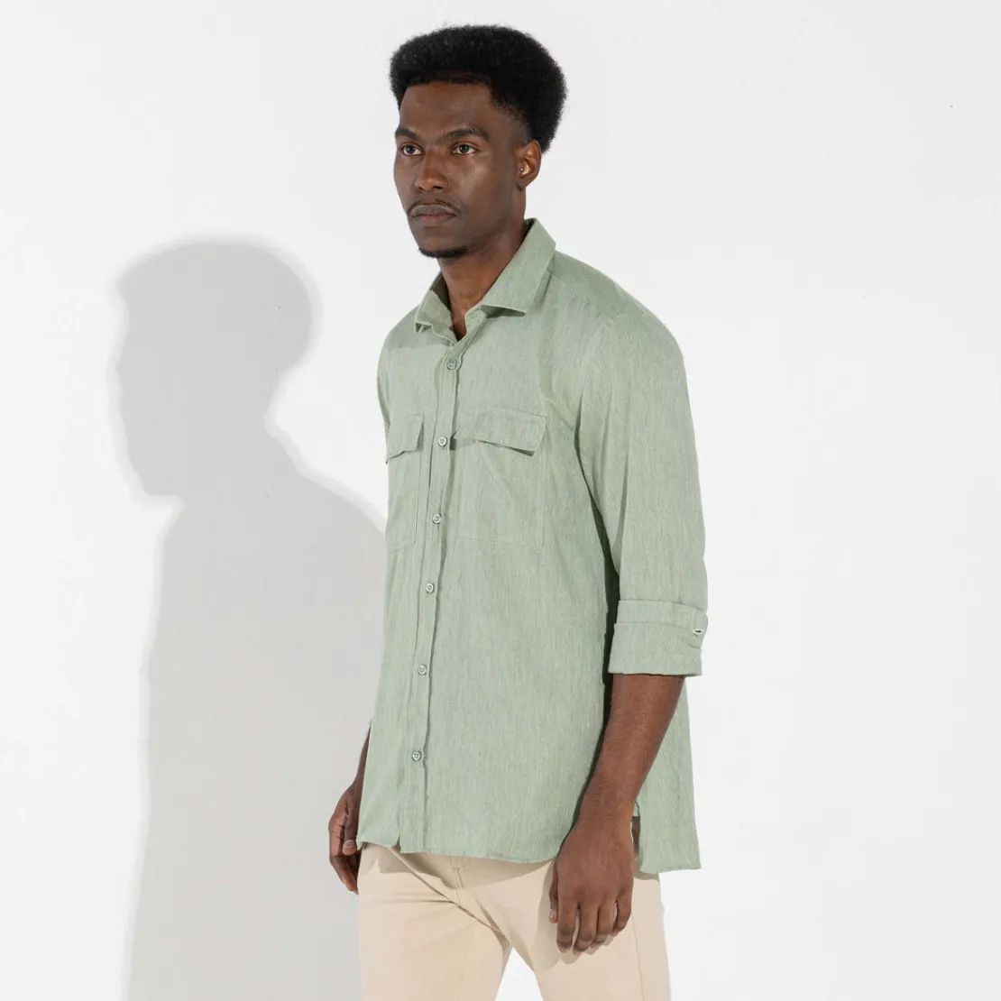 Camisas | Camisas>Basico.com Camisa Algodão Flamê Bolsos - Verde Menta