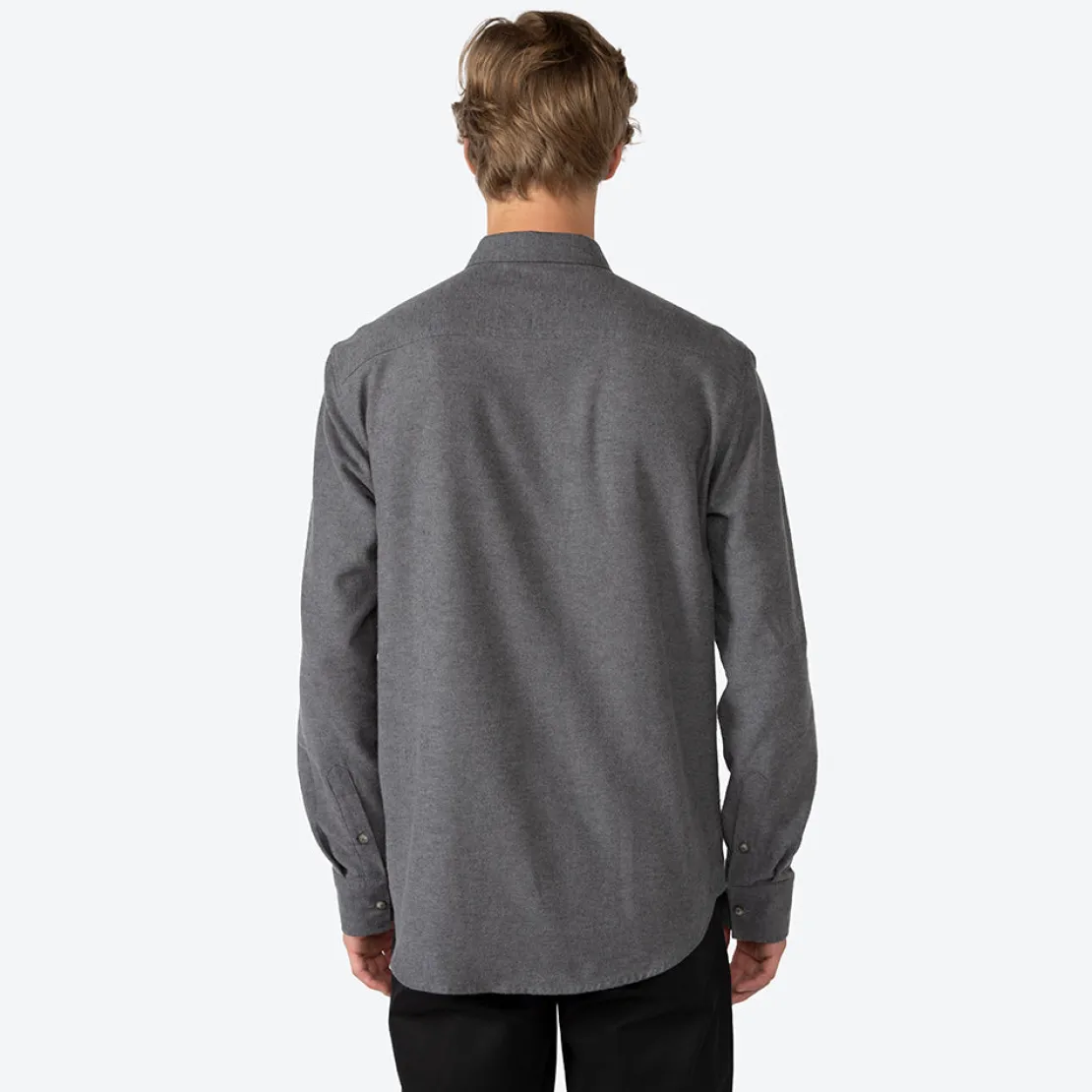 Camisas>Basico.com Camisa Algodão Flanelado 2 Bolsos Masculina - Cinza