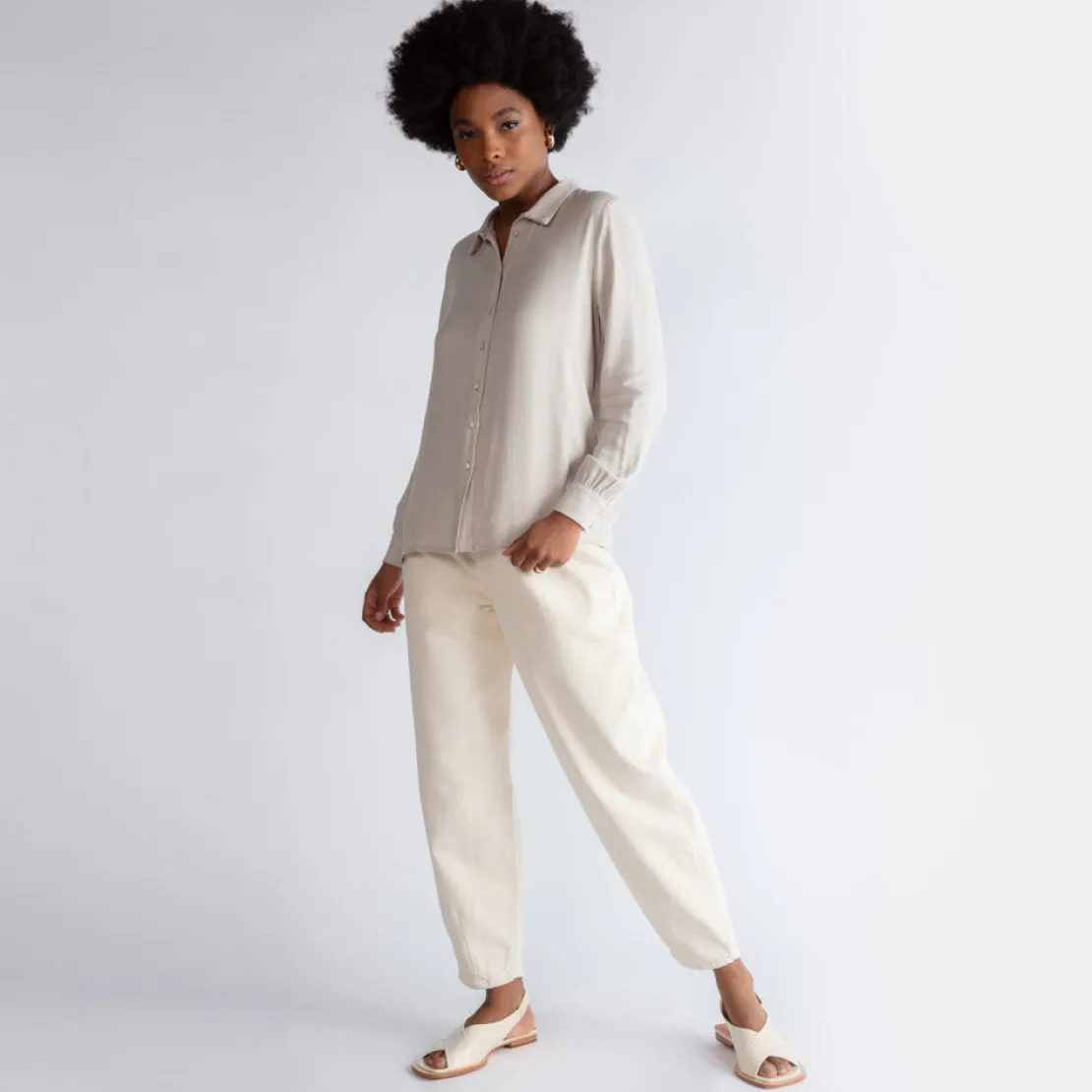 Camisas | Viscose>Basico.com Camisa Ampla Viscose - Bege Claro