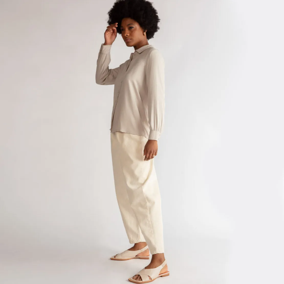 Camisas | Viscose>Basico.com Camisa Ampla Viscose - Bege Claro