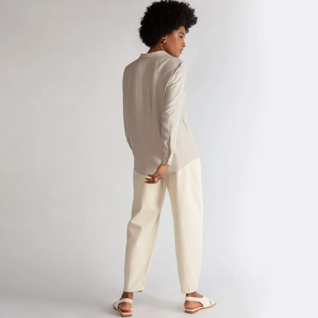 Camisas | Viscose>Basico.com Camisa Ampla Viscose - Bege Claro