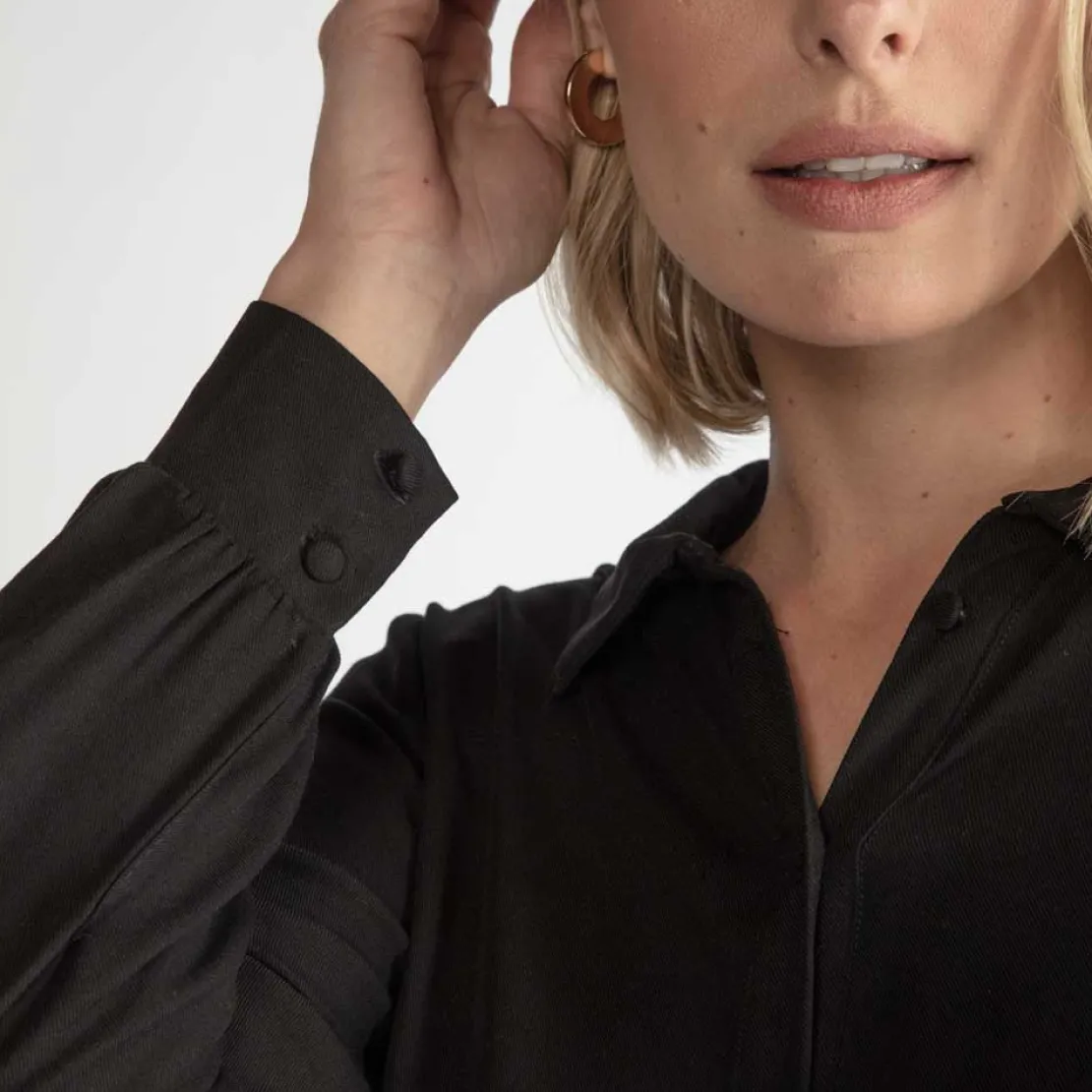 Camisas | Viscose>Basico.com Camisa Ampla Viscose - Preto