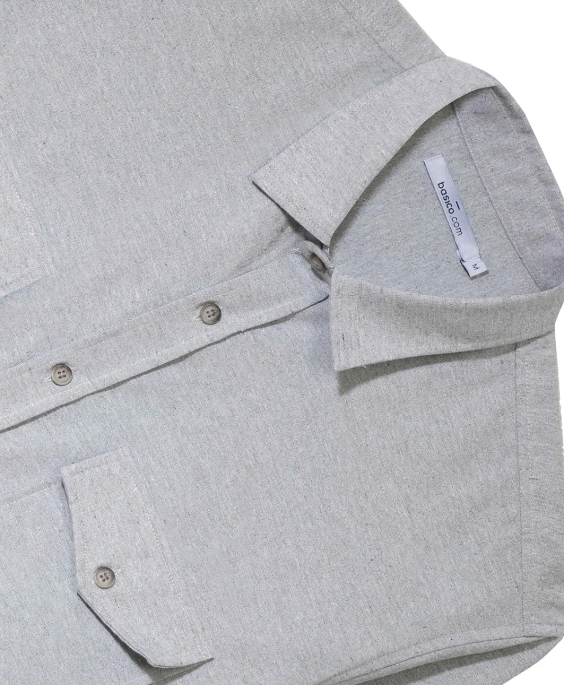 Camisas>Basico.com Camisa Tecido Ecologico Masculina - Cinza