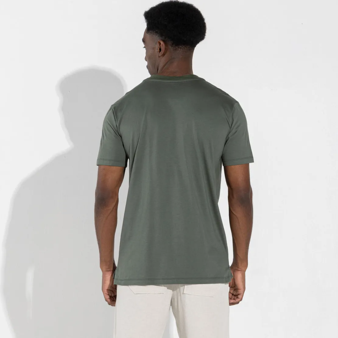 Camisetas | Algodão Pima>Basico.com Camiseta Algodão Pima Gola Dupla Masculina | Life Collection - Verde F