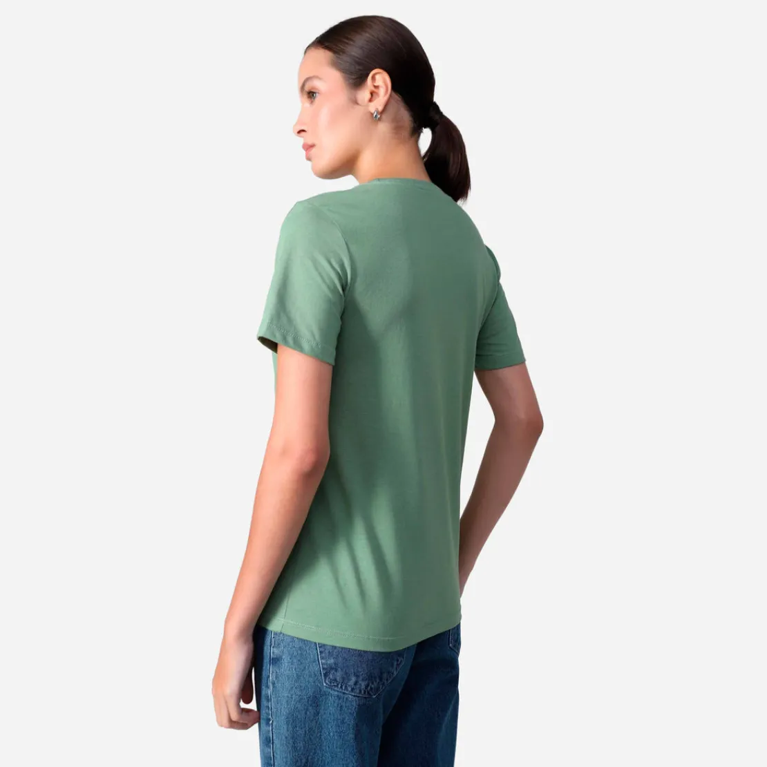 Camisetas>Basico.com Camiseta Algodão Premium Feminina | Everyday Collection - Verde Oliva