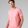 Camisetas>Basico.com Camiseta Algodão Premium Gola V Masculina | Everyday Collection - Rose