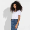Camisetas>Basico.com Camiseta Algodão Premium Gola V Feminina | Everyday Collection - Branc