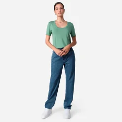 Camisetas>Basico.com Camiseta Algodão Premium Gola U Feminina | Everyday Collection - Verde
