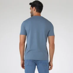 Camisetas>Basico.com Camiseta Algodão Premium Gola V Masculina | Everyday Collection - Azul
