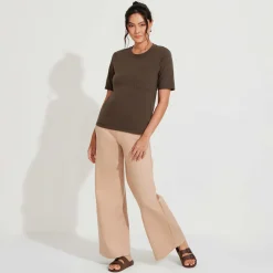 Camisetas>Basico.com Camiseta Coffee Bolso Feminina - Mocha