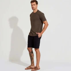 Camisetas>Basico.com Camiseta Coffee Gola Dupla Masculina - Mocha