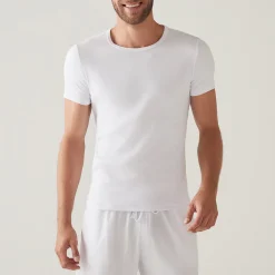 Camisetas>Basico.com Camiseta Confort Canelada Masculina - Branco