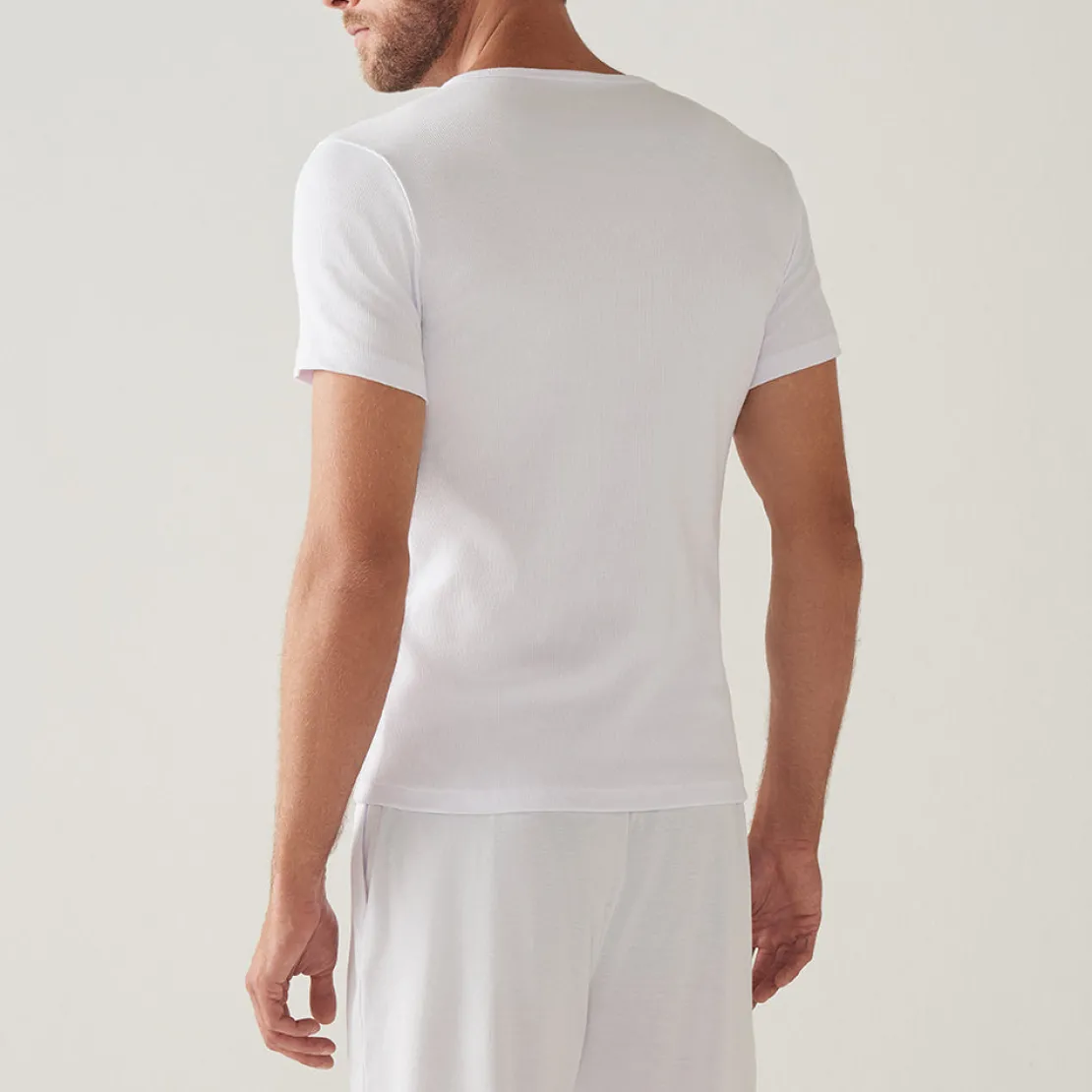 Camisetas>Basico.com Camiseta Confort Canelada Masculina - Branco
