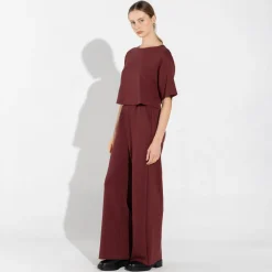 Camisetas | Camisetas>Basico.com Camiseta Dense Viscose Pregas Feminina - Bordô