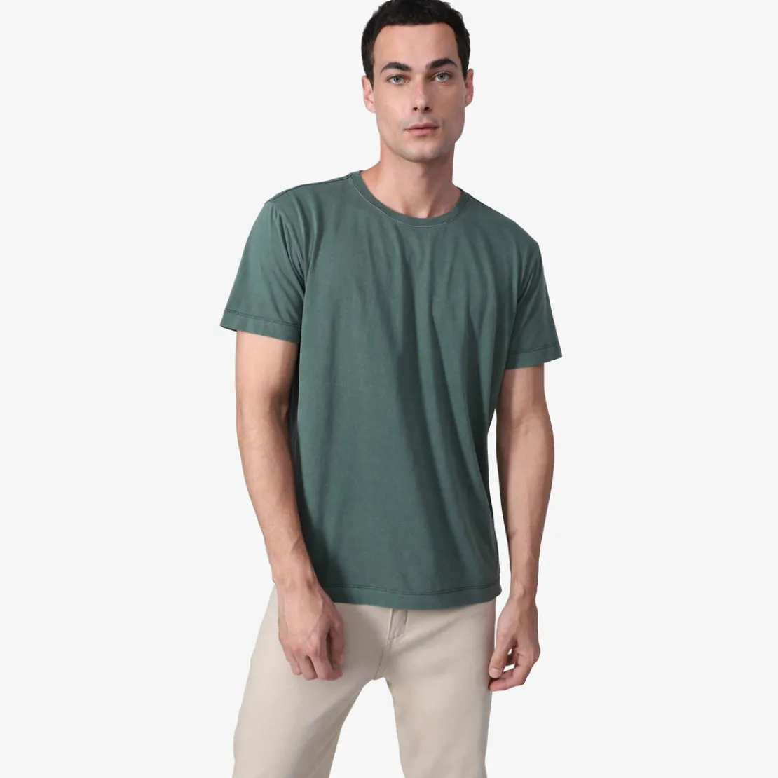 Camisetas>Basico.com Camiseta Estonada Masculina - Verde Cedro