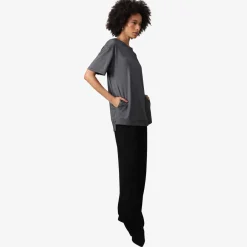 Camisetas>Basico.com Camiseta Light Modal Bolsos Feminina - Preto