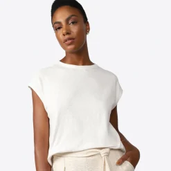 Linho | Camisetas>Basico.com Camiseta Malha Linho Feminina - Off White