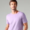 Linho | Camisetas>Basico.com Camiseta Malha Linho Masculina - Lilás