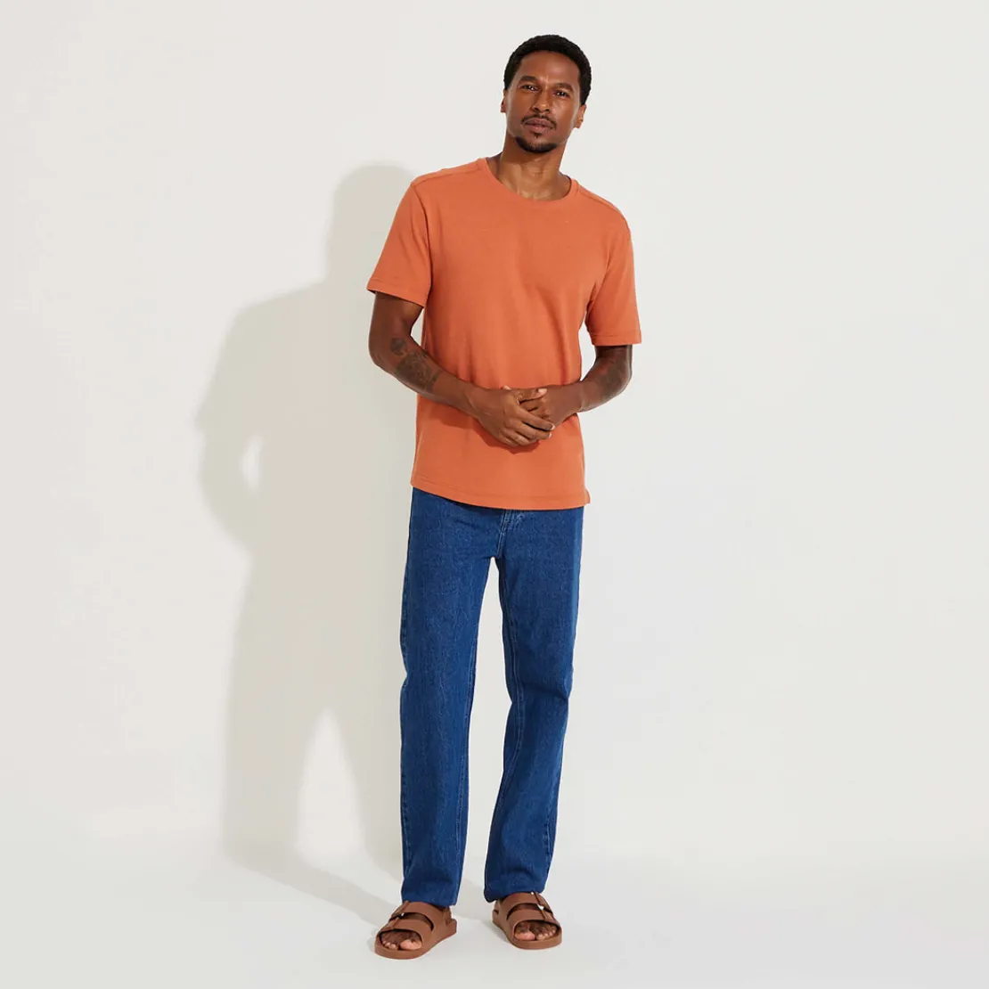 Tricot | Camisetas>Basico.com Camiseta Malha Tricot Masculina - Terracota