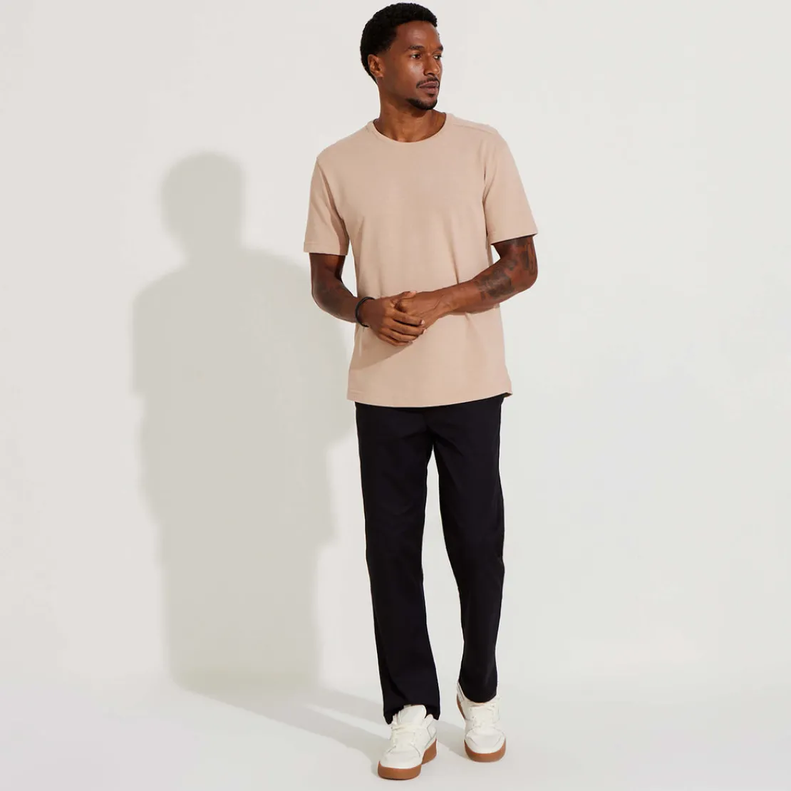 Tricot | Camisetas>Basico.com Camiseta Malha Tricot Masculina - Bege Camel