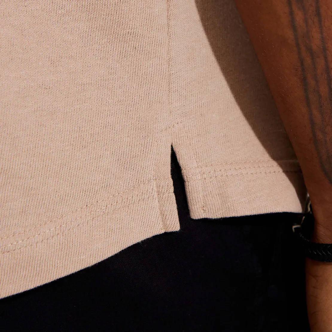 Tricot | Camisetas>Basico.com Camiseta Malha Tricot Masculina - Bege Camel
