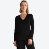 Algodão Pima | Camisetas>Basico.com Camiseta Perfeita Pima Manga Longa Gola V Feminina - Preto