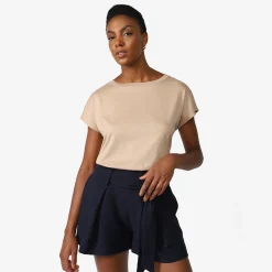 Algodão Pima | Camisetas>Basico.com Camiseta Pima Ampla Feminina - Bege Camel