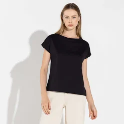 Algodão Pima | Camisetas>Basico.com Camiseta Pima Ampla Feminina - Preto