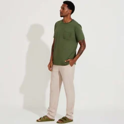 Algodão Pima | Camisetas>Basico.com Camiseta Pima Bolso Masculina | Life Collection - Verde Figo