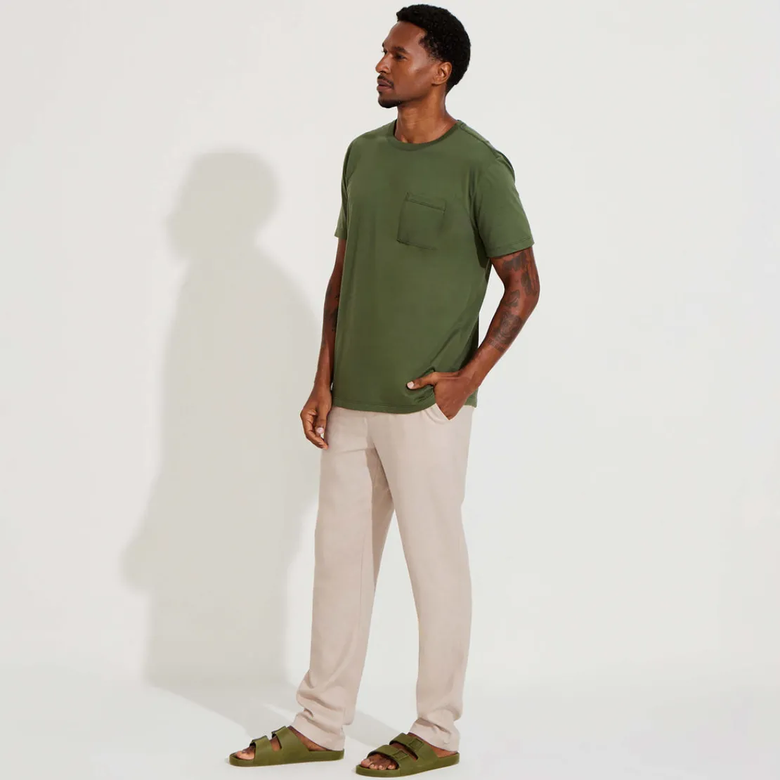 Algodão Pima | Camisetas>Basico.com Camiseta Pima Bolso Masculina | Life Collection - Verde Figo