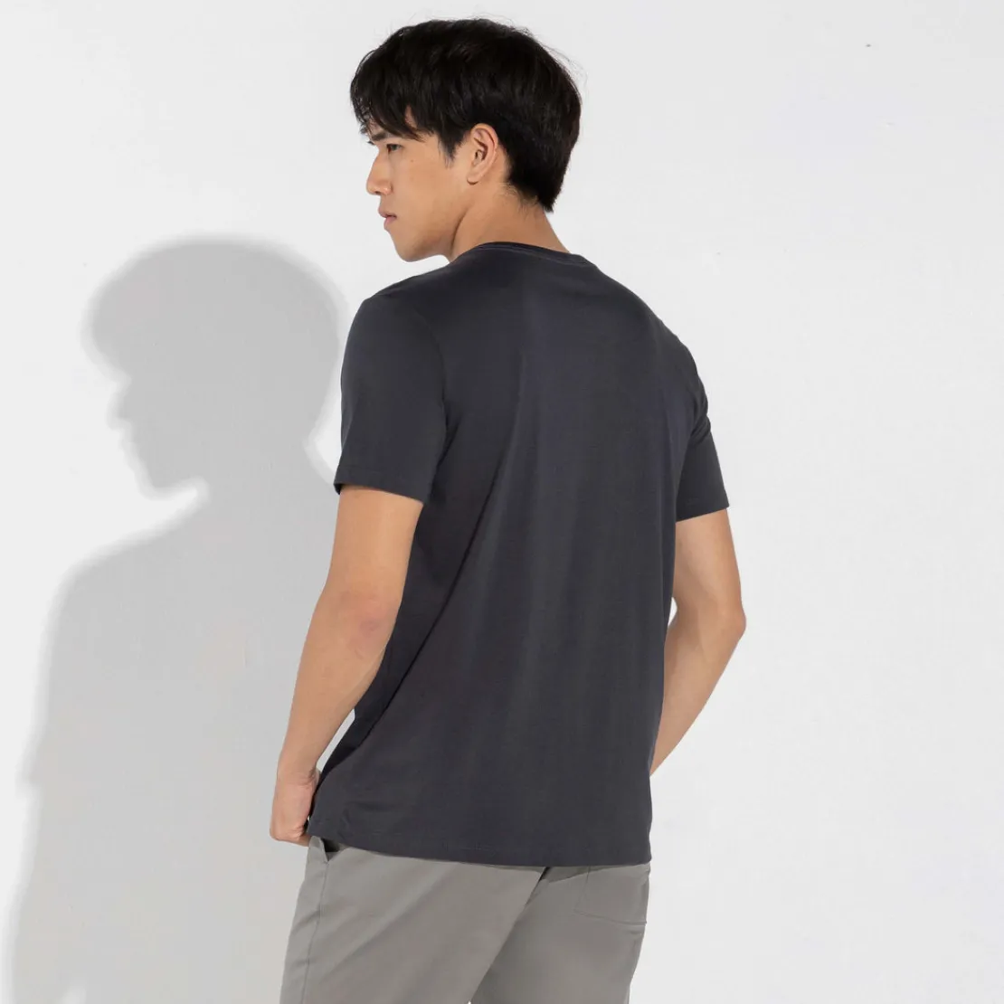 Camisetas | Algodão Pima>Basico.com Camiseta Pima Bolso Masculina | Life Collection - Cinza Escuro