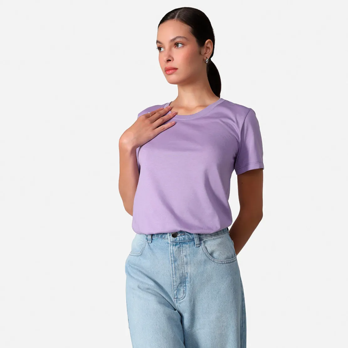 Algodão Pima | Camisetas>Basico.com Camiseta Pima Feminina | Life Collection - Lilás