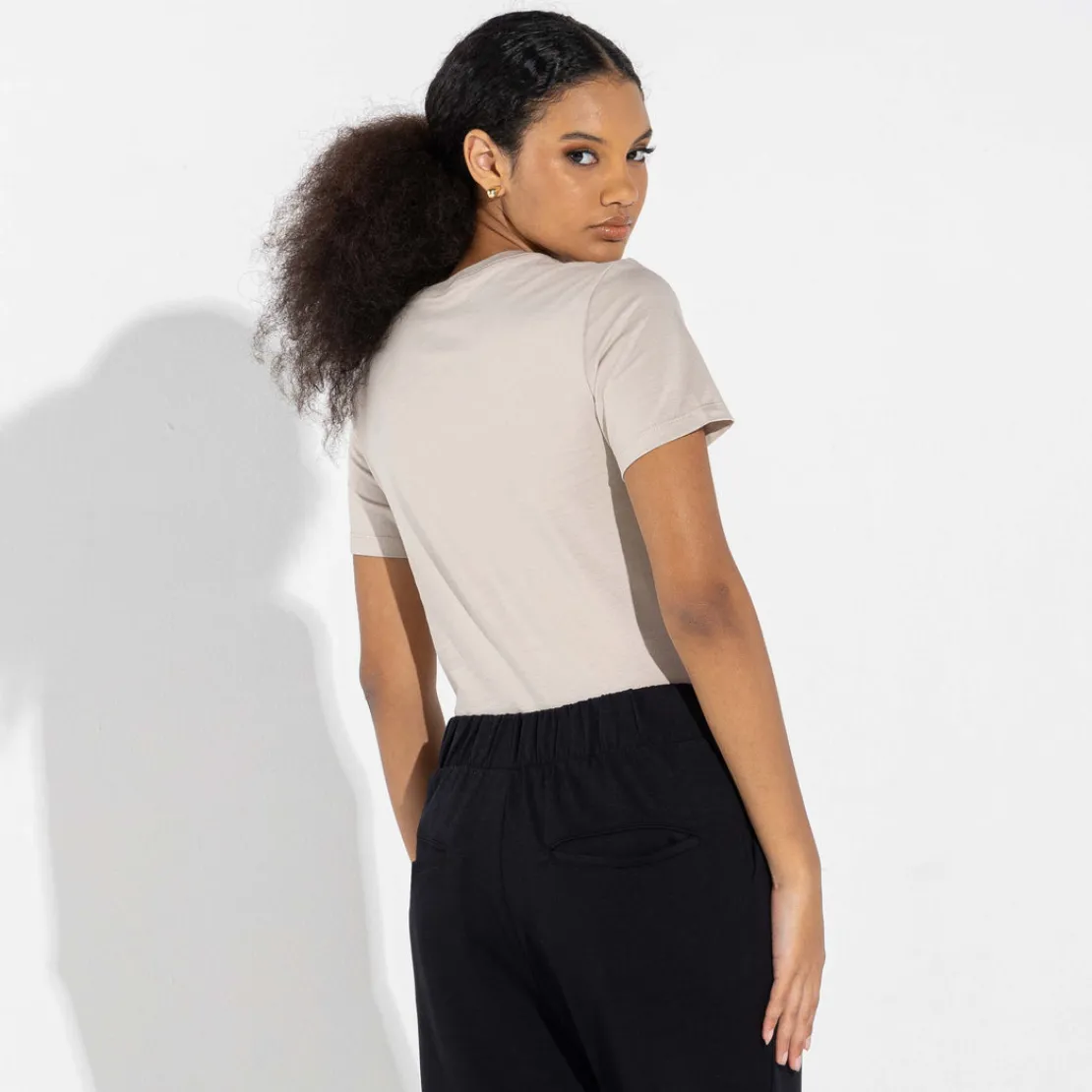 Camisetas | Algodão Pima>Basico.com Camiseta Pima Feminina | Life Collection - Bege Aveia