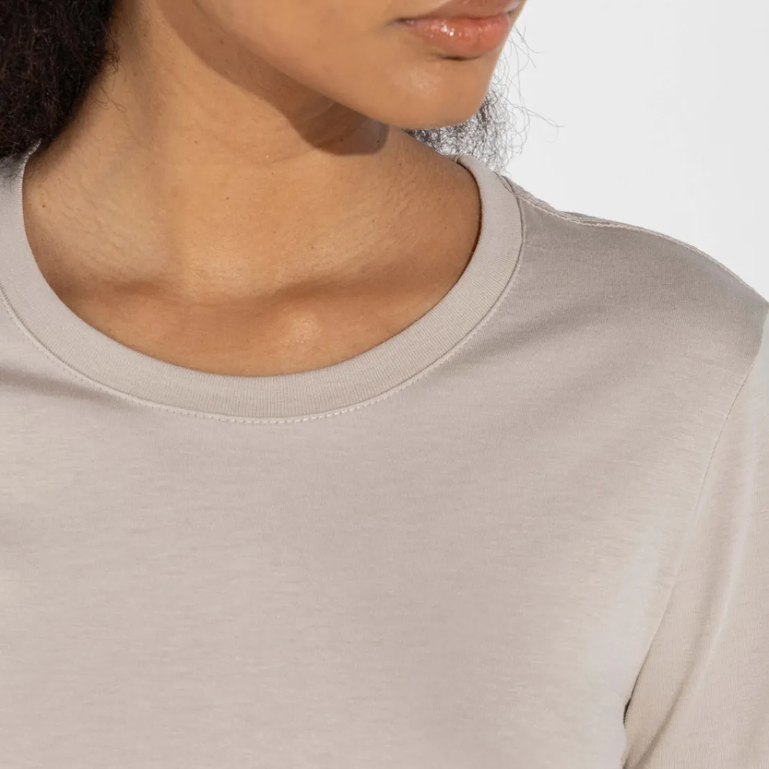 Camisetas | Algodão Pima>Basico.com Camiseta Pima Feminina | Life Collection - Bege Aveia