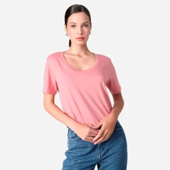 Algodão Pima | Camisetas>Basico.com Camiseta Pima Gola U Feminina | Life Collection - Rose