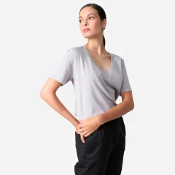 Algodão Pima | Camisetas>Basico.com Camiseta Pima Gola U Feminina | Life Collection - Cinza Claro