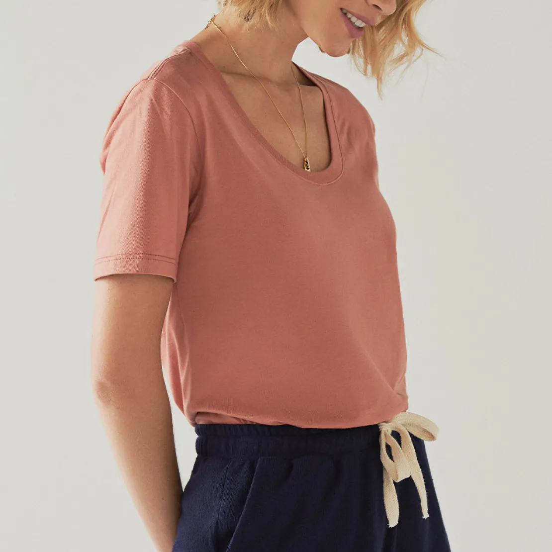 Algodão Pima | Camisetas>Basico.com Camiseta Pima Gola U Feminina | Life Collection - Nude