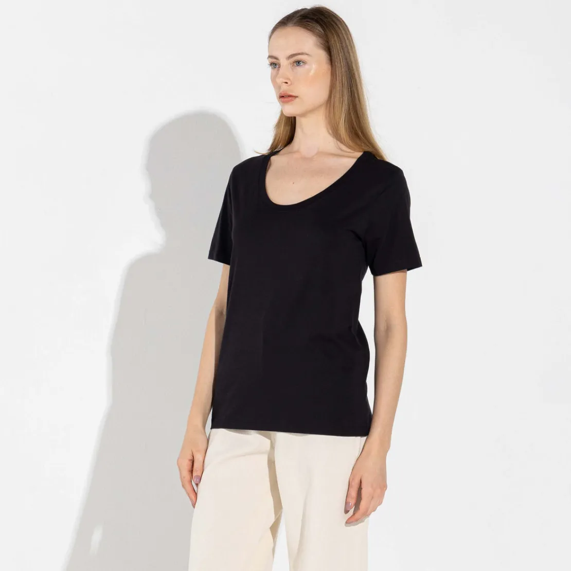 Algodão Pima | Camisetas>Basico.com Camiseta Pima Gola U Feminina | Life Collection - Preto