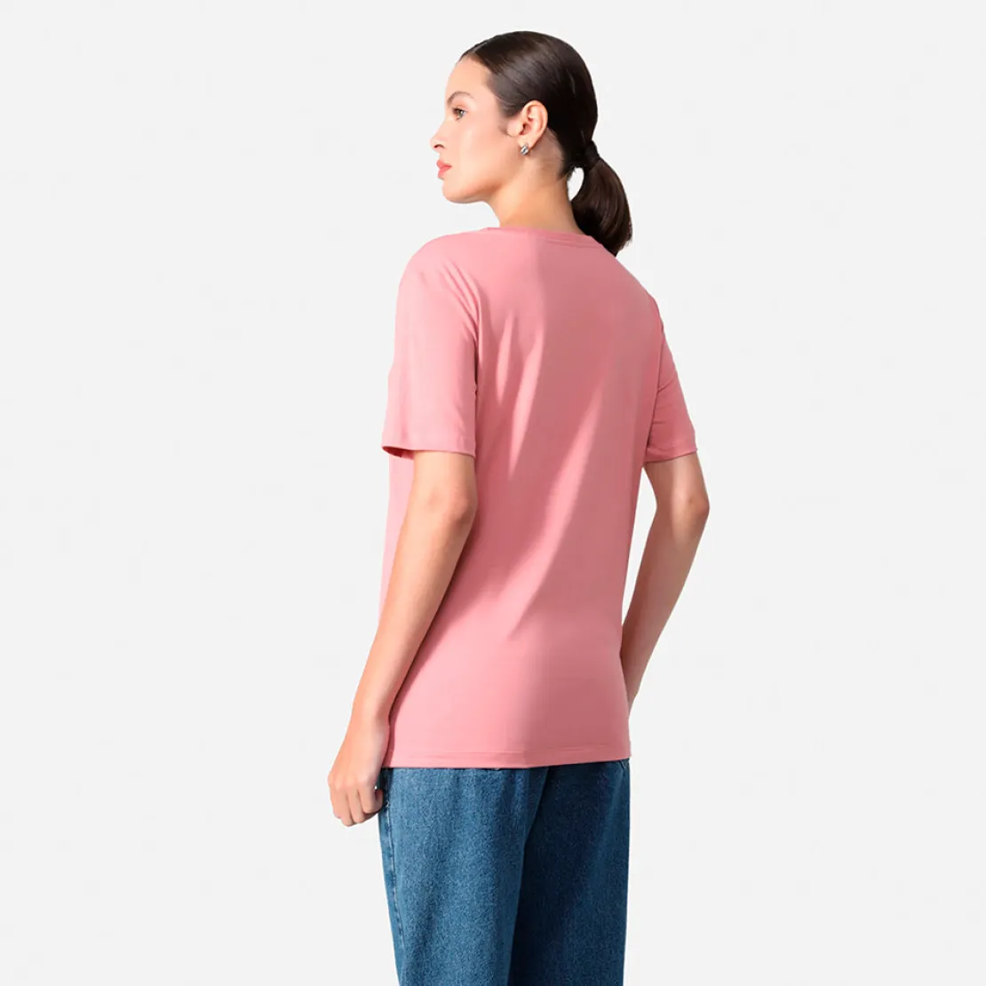 Algodão Pima | Camisetas>Basico.com Camiseta Pima Gola U Feminina | Life Collection - Rose
