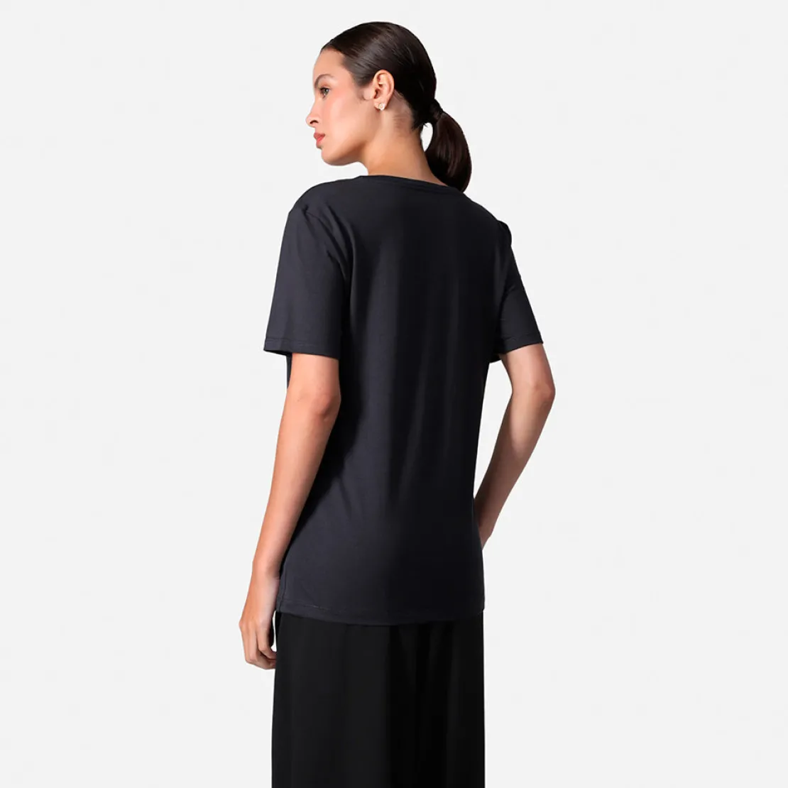 Algodão Pima | Camisetas>Basico.com Camiseta Pima Gola U Feminina | Life Collection - Cinza Escuro