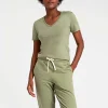 Algodão Pima | Camisetas>Basico.com Camiseta Pima Gola V Feminina | Life Collection - Verde Jade