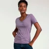 Algodão Pima | Camisetas>Basico.com Camiseta Pima Gola V Feminina | Life Collection - Roxo Ametista
