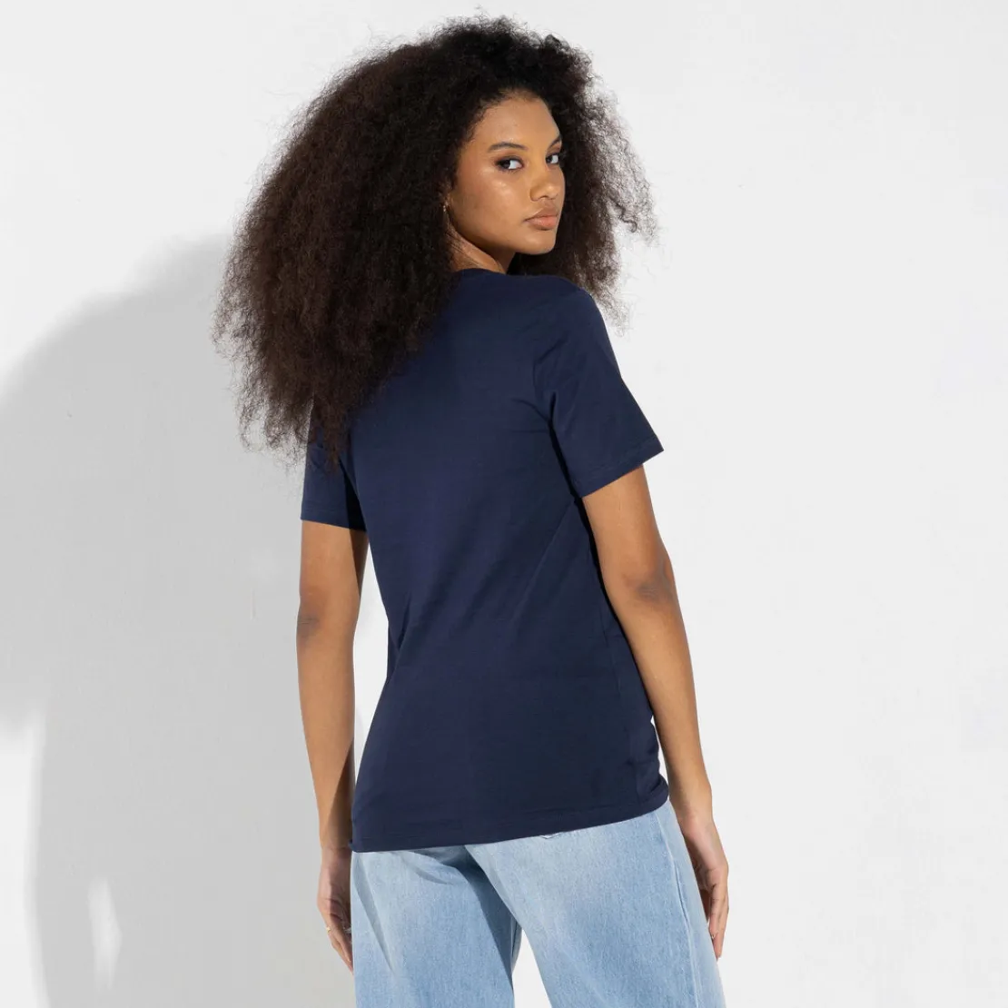 Algodão Pima | Camisetas>Basico.com Camiseta Pima Gola V Feminina | Life Collection - Azul Marinho