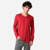 Algodão Pima | Camisetas>Basico.com Camiseta Pima Gola V Manga Longa Masculina | Life Collection - Marsala