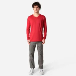 Algodão Pima | Camisetas>Basico.com Camiseta Pima Gola V Manga Longa Masculina | Life Collection - Marsala