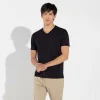 Algodão Pima | Camisetas>Basico.com Camiseta Pima Gola V Masculina | Life Collection - Preto