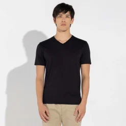 Algodão Pima | Camisetas>Basico.com Camiseta Pima Gola V Masculina | Life Collection - Preto