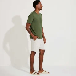 Algodão Pima | Camisetas>Basico.com Camiseta Pima Gola V Masculina | Life Collection - Verde Figo