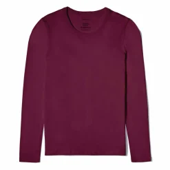 Algodão Pima | Camisetas>Basico.com Camiseta Pima Manga Longa Feminina | Life Collection - Marsala